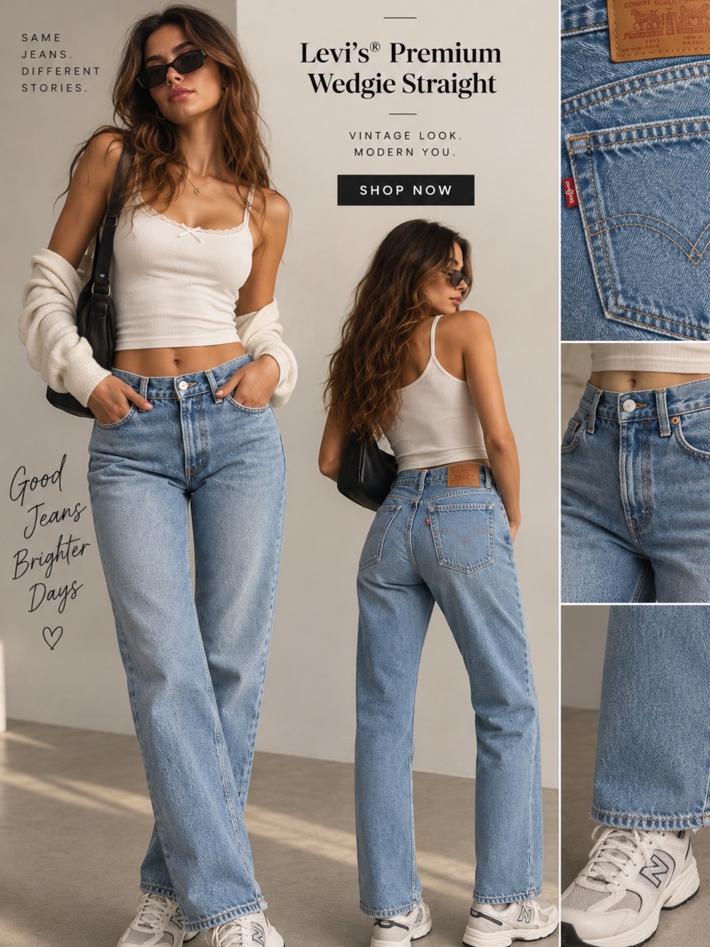 Levi's Light Blue Straight Leg Jeans - Wedgie Style